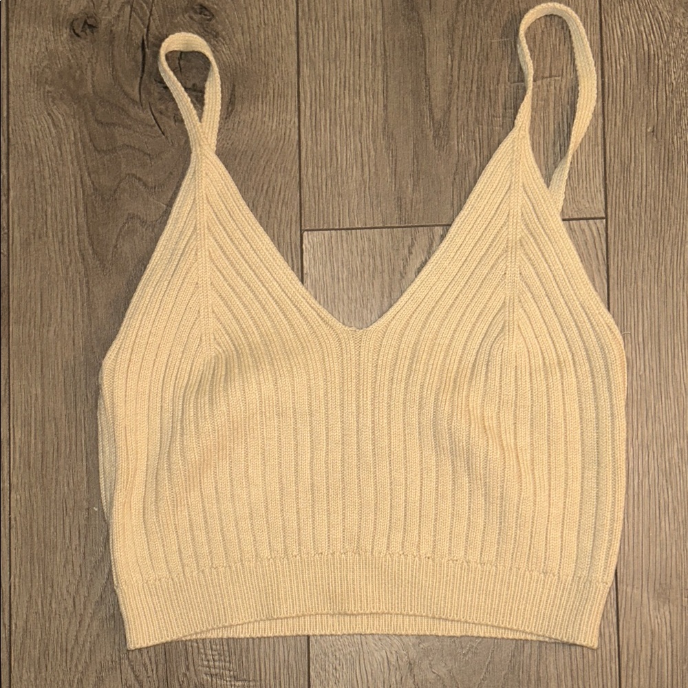 Beige Ribbed Knit Bralette